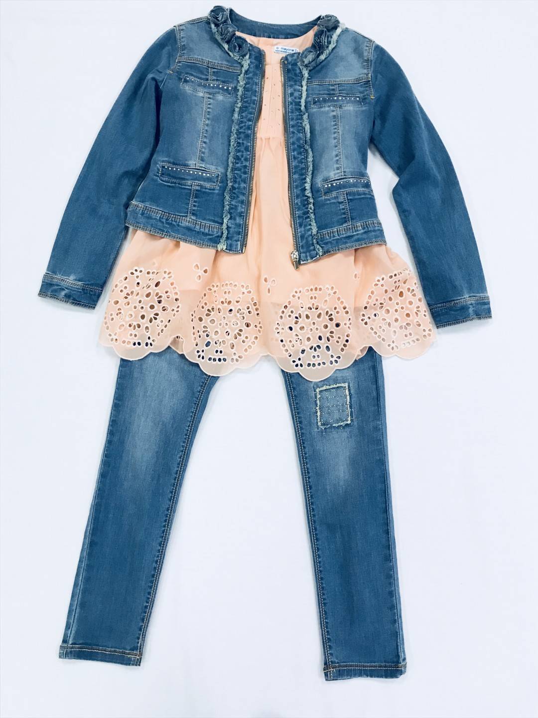 6418 PINK TANK WITH JEAN JACKET AND PANT 3-PIECE SET SIZES 8-14