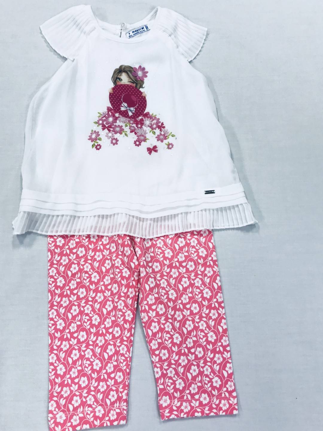 3104 PINK AND WHITE FLORAL 2-PIECE SET SIZES 2-8