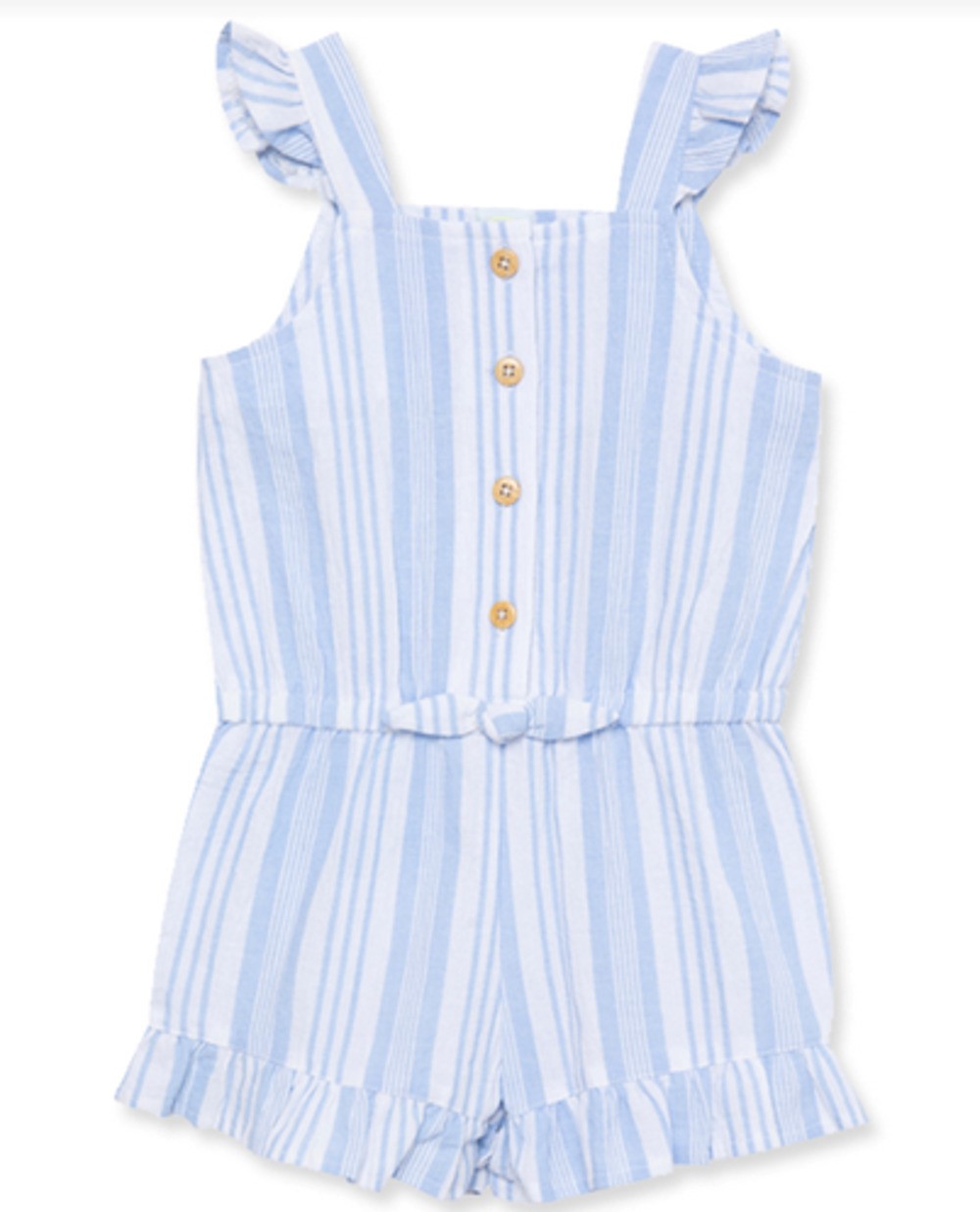 LITTLE ME LPR13171T TODDLER GIRLS BLUE STRIPE WOVEN SHORT ROMPER