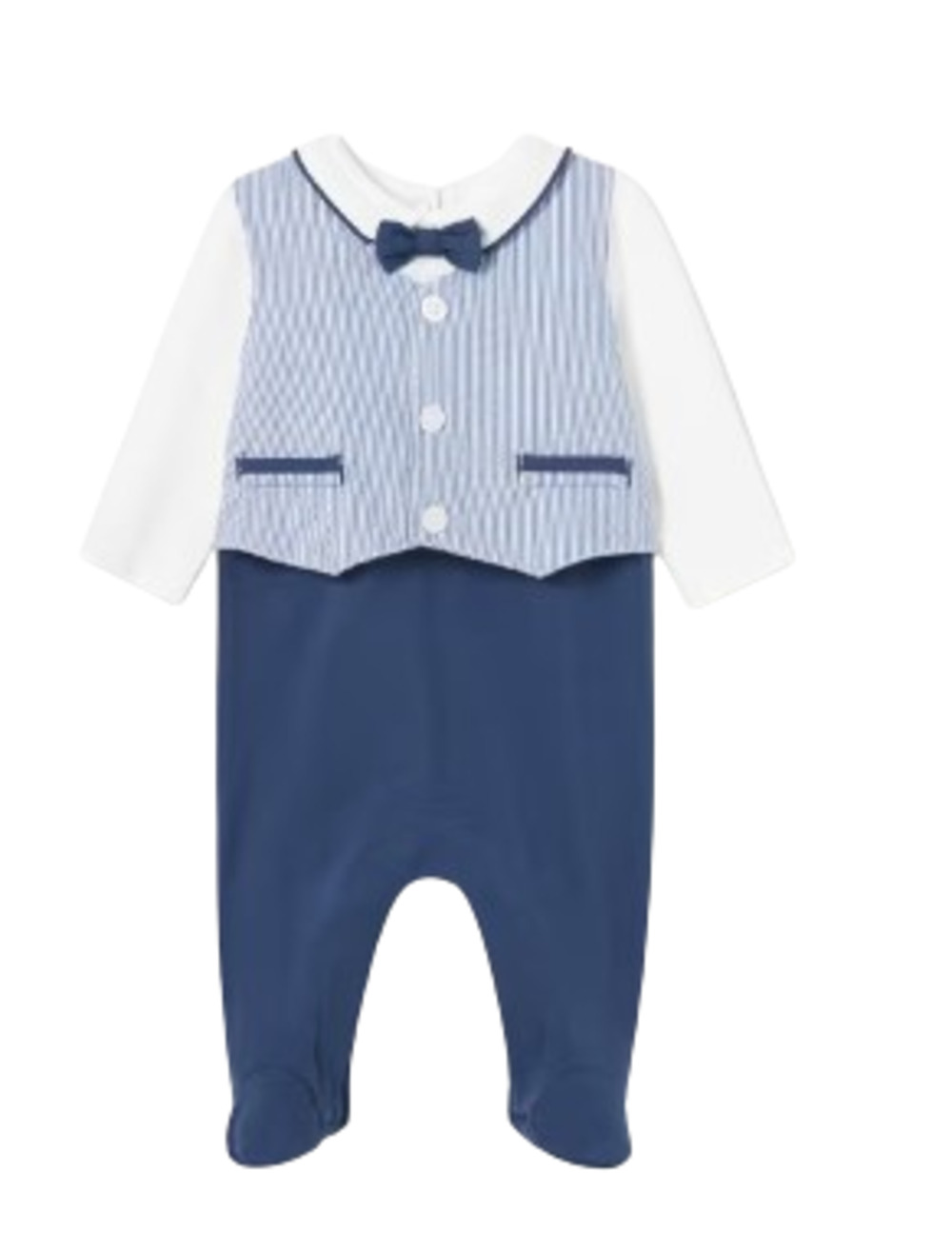 MAYORAL 1617 BABY BOYS SKY BLUE DRESSY FOOTIE ROMPER