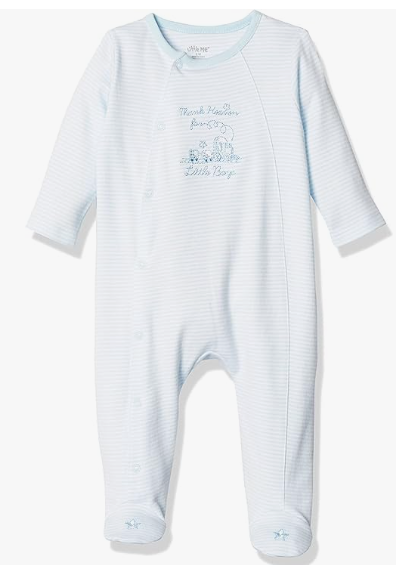 Little Me  LBQ01560 Baby Boys' Thank Heavens Footie, White/Lt. Blue