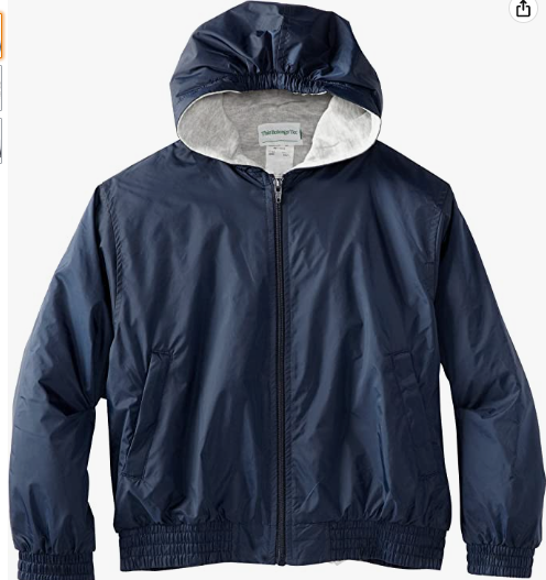 Navy Hooded Windbreaker with School Logo Items