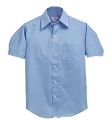 BlueShort SleeveBroadcloth ShirtWith School Logo