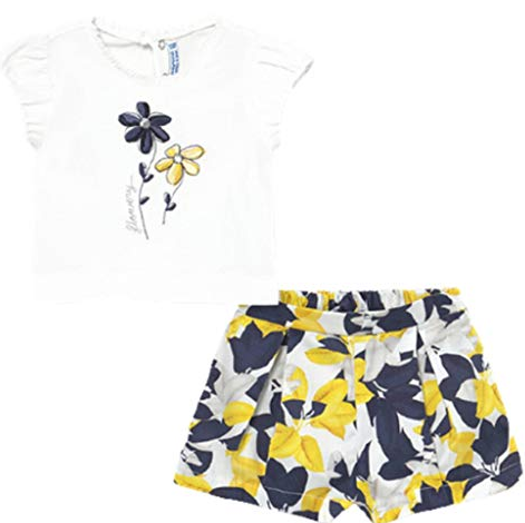 MAYORAL 1234 BABY GIRLS BLUE/WHITE/YELLOW SHORTS SET