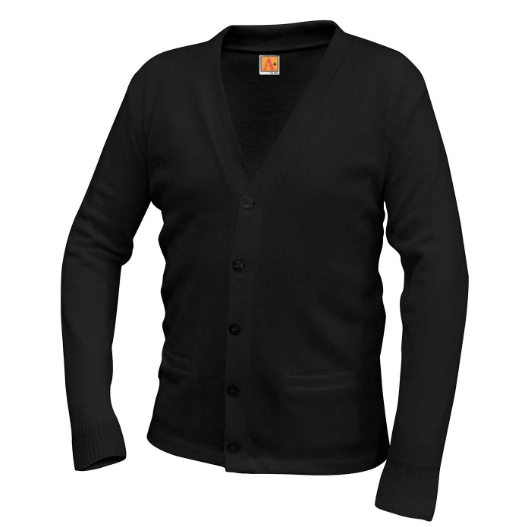 R.A. Black Magnet SchoolBlack V-neck Cardigan with School Logo