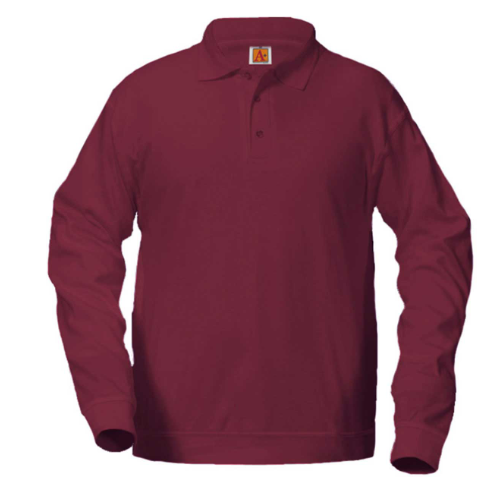 Morgan Park AcademyGirls Long Sleeve Banded PoloBurgundyWith School Logo