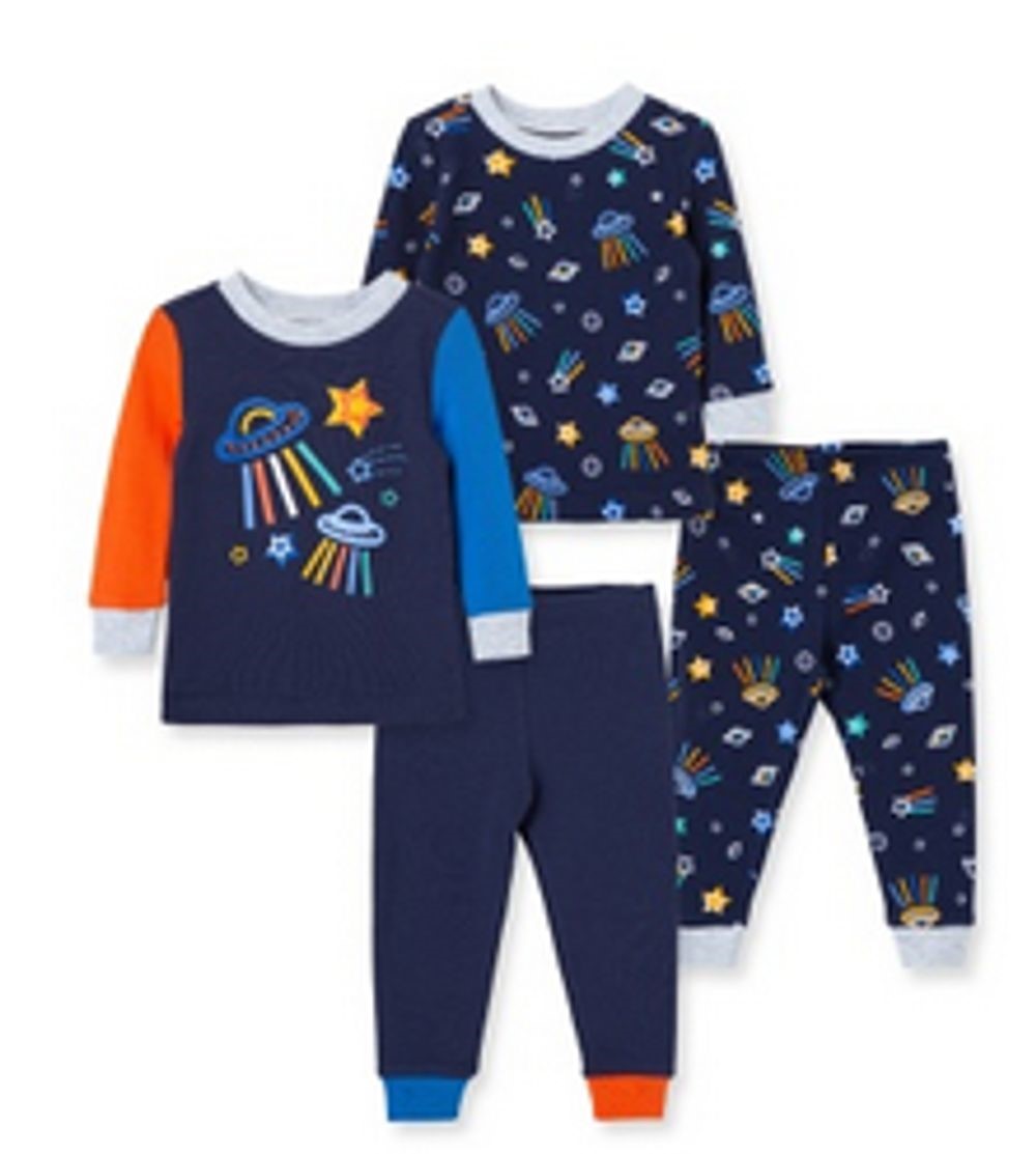 LITTLE ME L457 BABY BOYS 4 PIECE SPACE PAJAMA SET