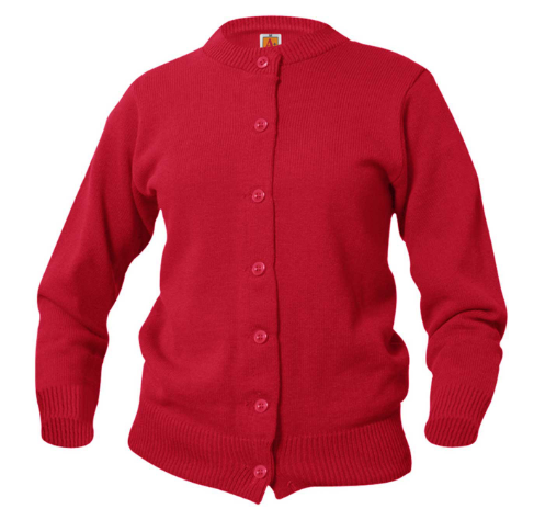 Red Crewneck Cardigan