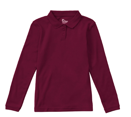 Calvary AcademyBurgundyLong Sleeve PoloGirls OnlyGrades:  5-8