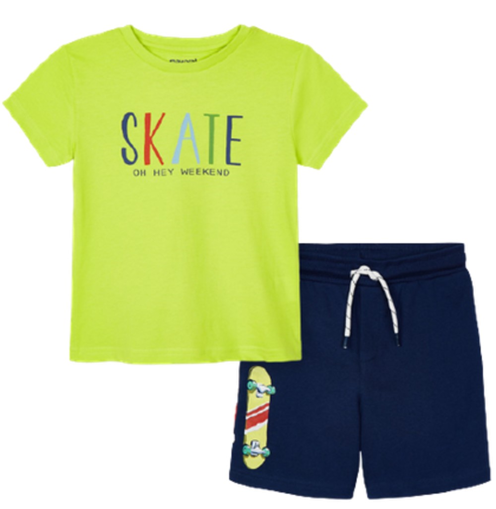 MAYORAL 3643 BOYS GREEN SKATEBOARD SHORT SET