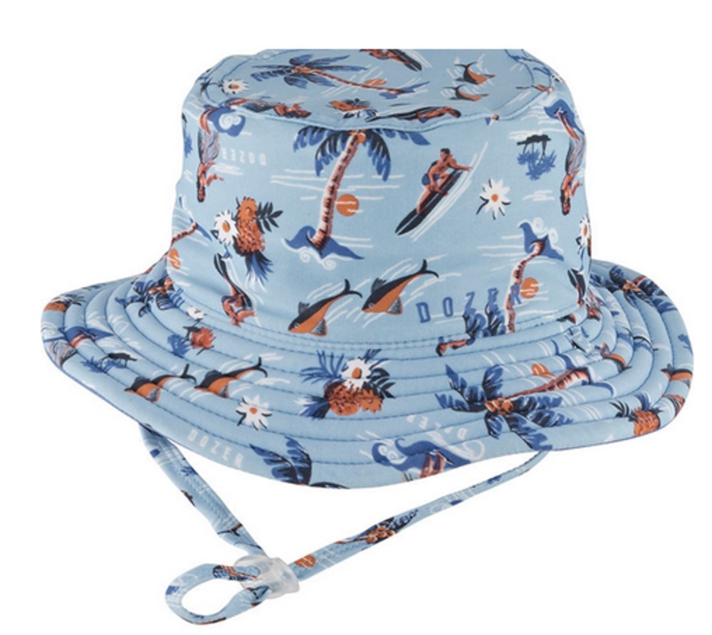 DOZER BABY BOYS BLUE REVERSIBLE BUCKET HAT MAKAI 