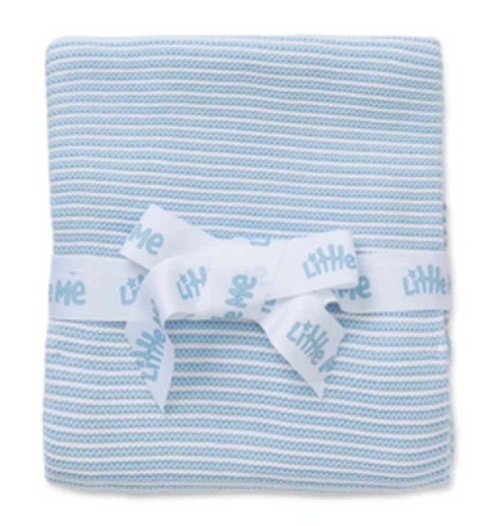 LITTLE ME LL704876 WHITE/LT. BLUE TEXTURED BLANKET