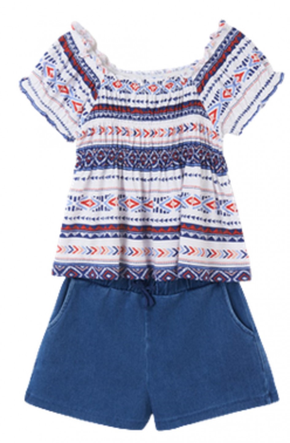 MAYORAL 6231 GIRLS 2 PIECE INDIGO DENIM SHORT SET