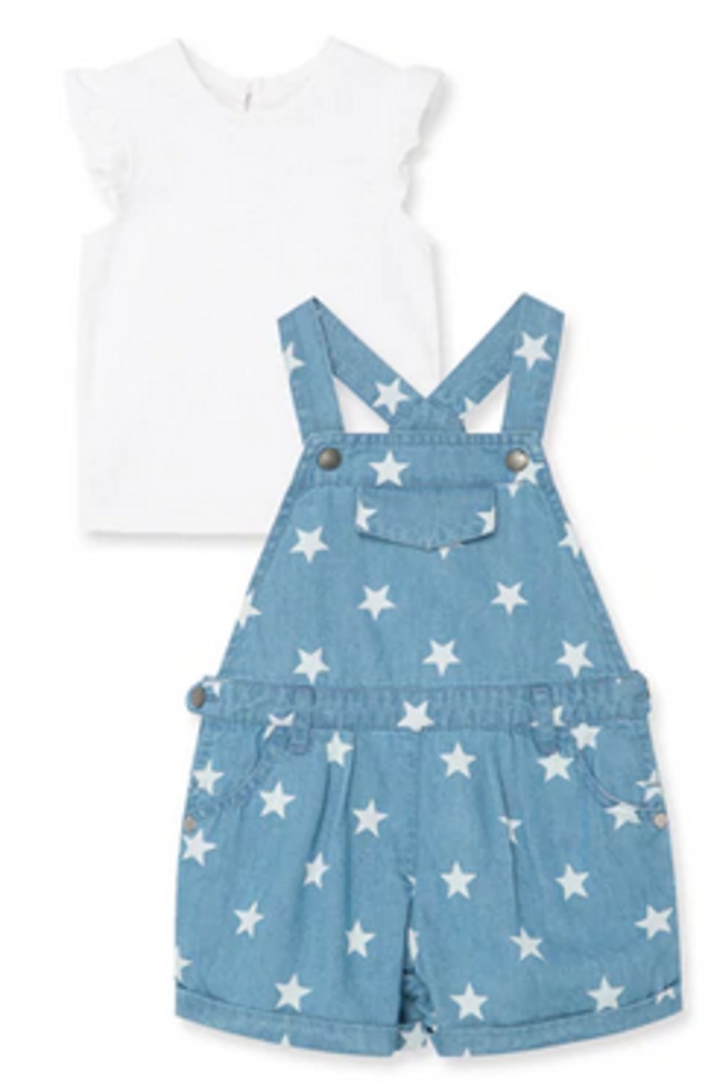 LITTLE ME L457 GIRLS 2 PIECE STAR SHORTALL