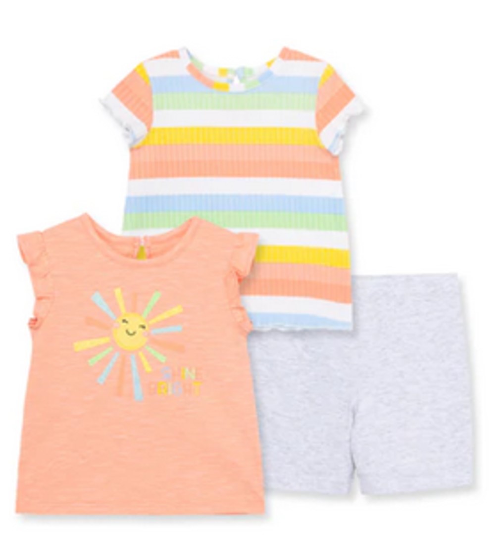 LITTLE ME L061 BABY GIRLS 3 PIECE SHINE BRIGHT SHORT SET