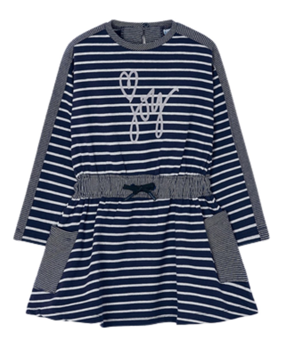 MAYORAL 4975 GIRLS JOY STRIPED LONG SLEEVE DRESS