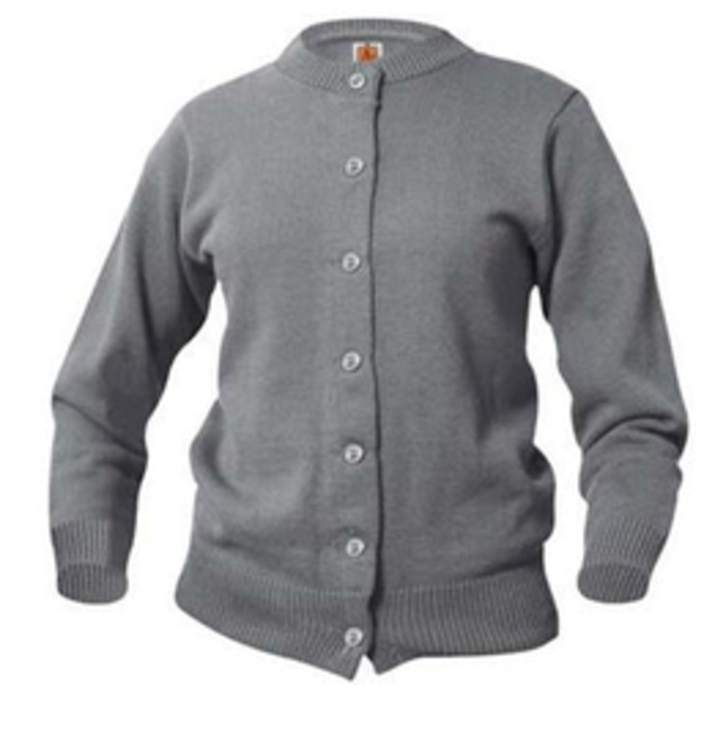 Gray Crewneck Cardigan