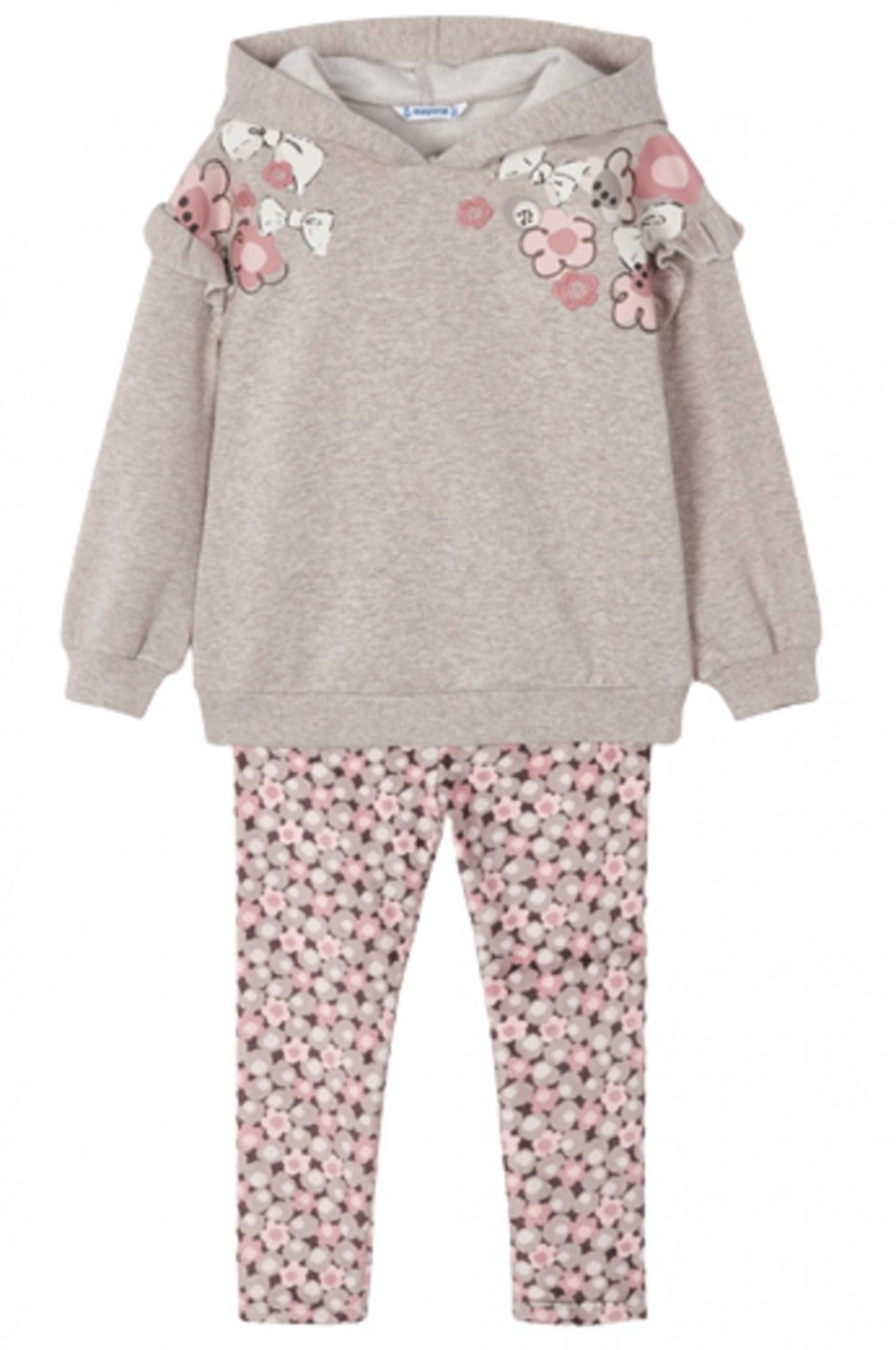 MAYORAL 4790 GIRLS BEIGE AND PINK FLORAL LEGGING SET