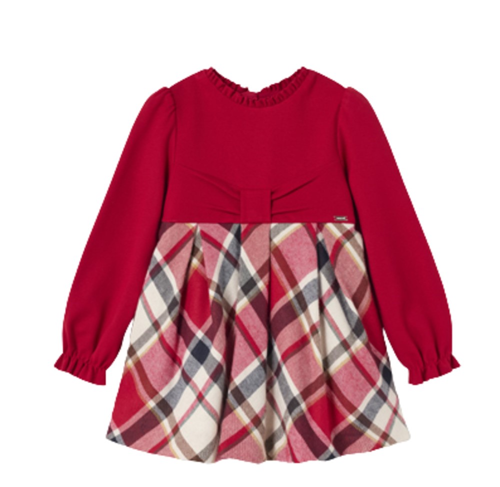 MAYORAL 2978 BABY GIRLS RED TARTAN CHECK DRESS