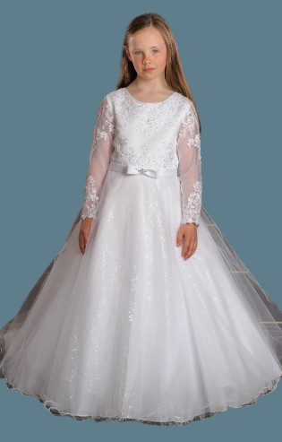 Sweetie Pie Communion Dress#304FrontDress is T-Length