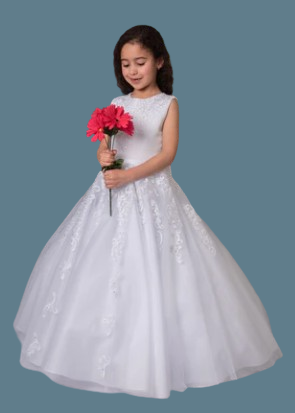 Sweetie Pie Communion Dress#308FrontDress is T-Length