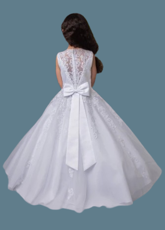 Sweetie Pie Communion Dress#308BackDress is T-Length