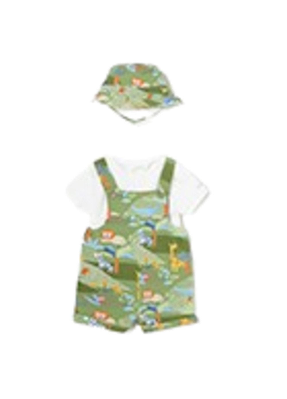MAYORAL 1639 BABY BOYS SAFARI OVERALL SHORT SET WITH MATCHING HAT