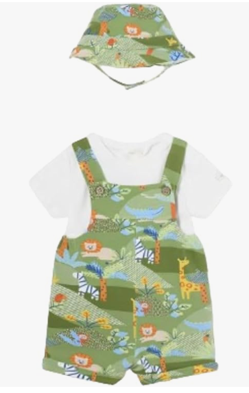 MAYORAL 1639 BABY BOYS SAFARI OVERALL SHORT SET WITH MATCHING HAT