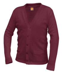 Queen of MartyrsBoys Burgundy V-Neck CardiganGrades:  Kindergarten-8