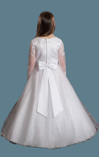 Sweetie Pie Communion Dress#304BackDress is T-Length